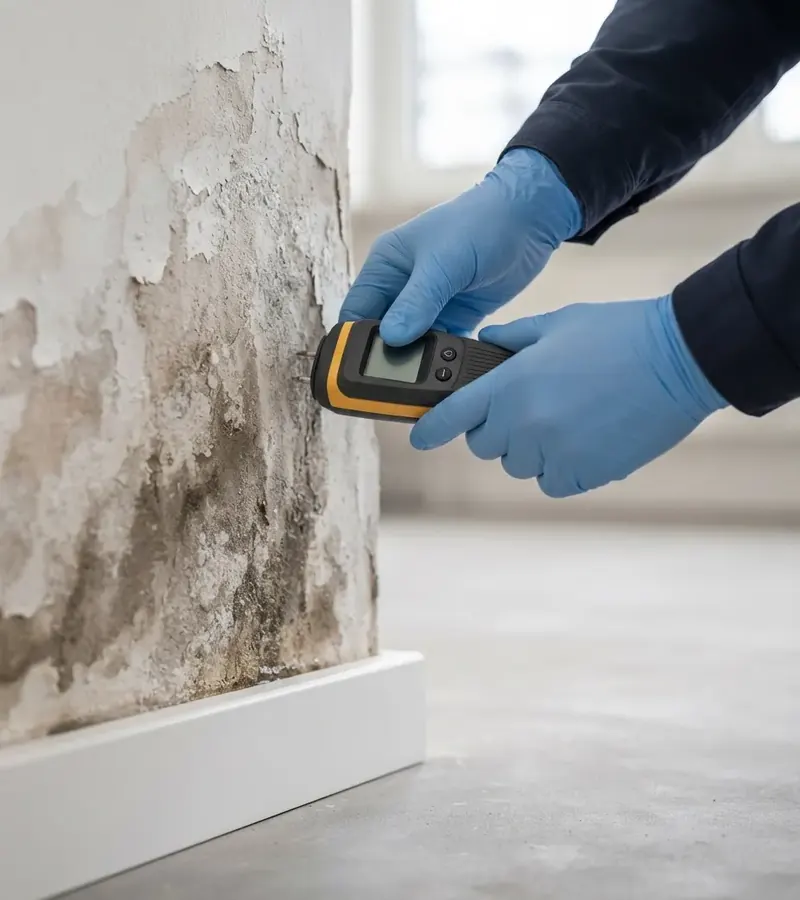 Muro con umidità di risalita e distacco dell'intonaco a La Spezia